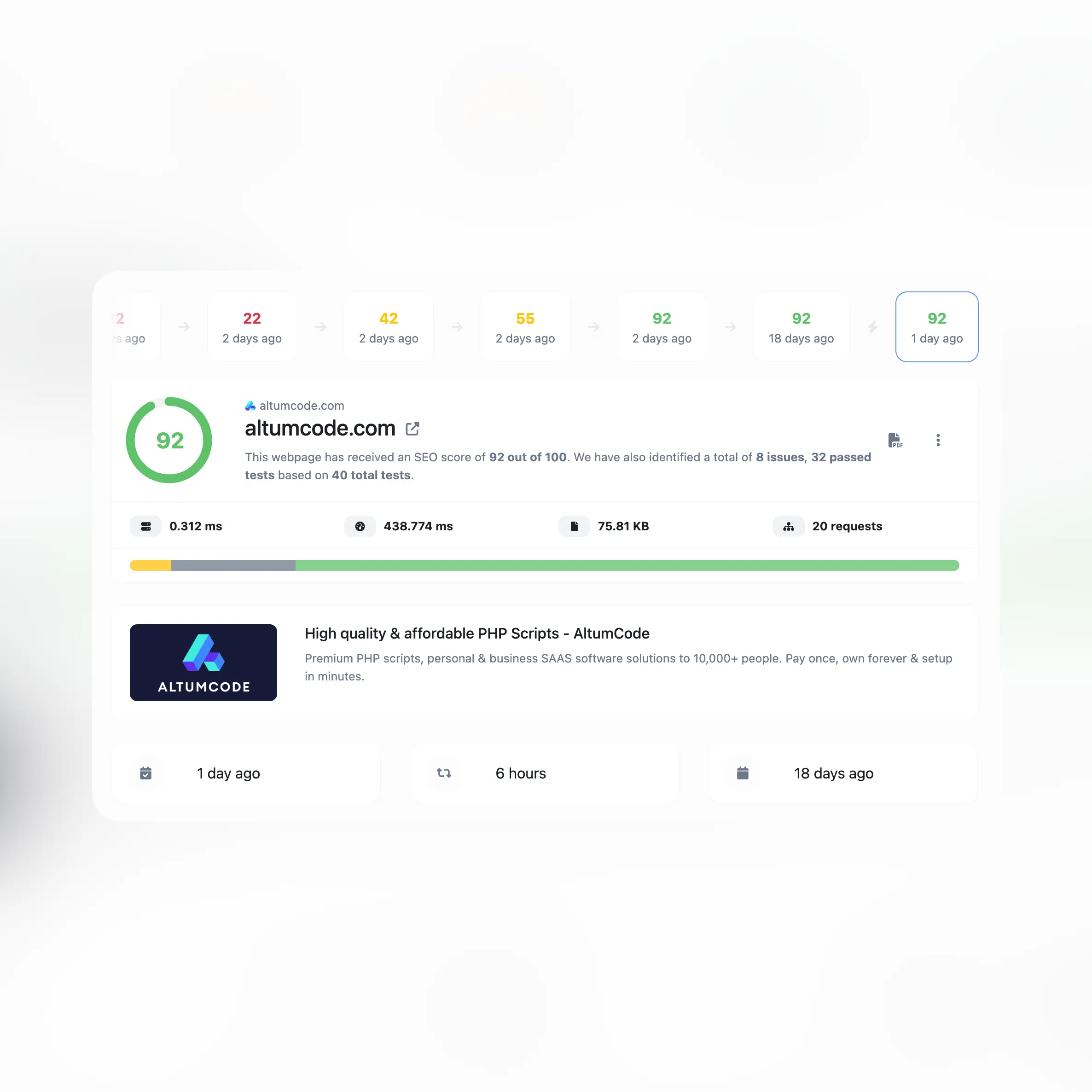 تصویر قابلیت ردیابی تاریخچه بررسی اپلیکیشن